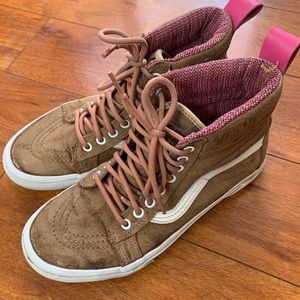 Unique brown leather vans high tops!